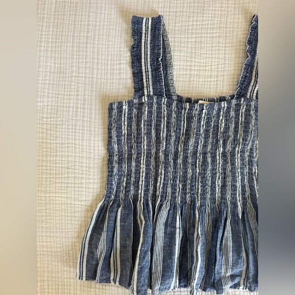 Maeve Striped Smocked Peplum Top - Picture 4 of 7